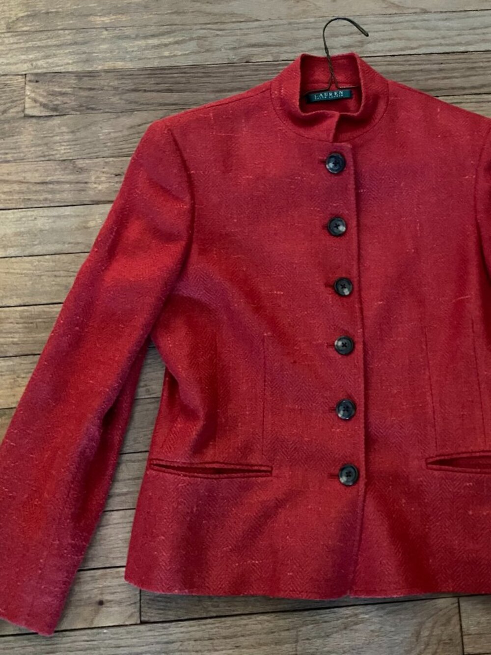 RALPH LAUREN Women's Red Silk & Linen Jacket Blazer - Size 4